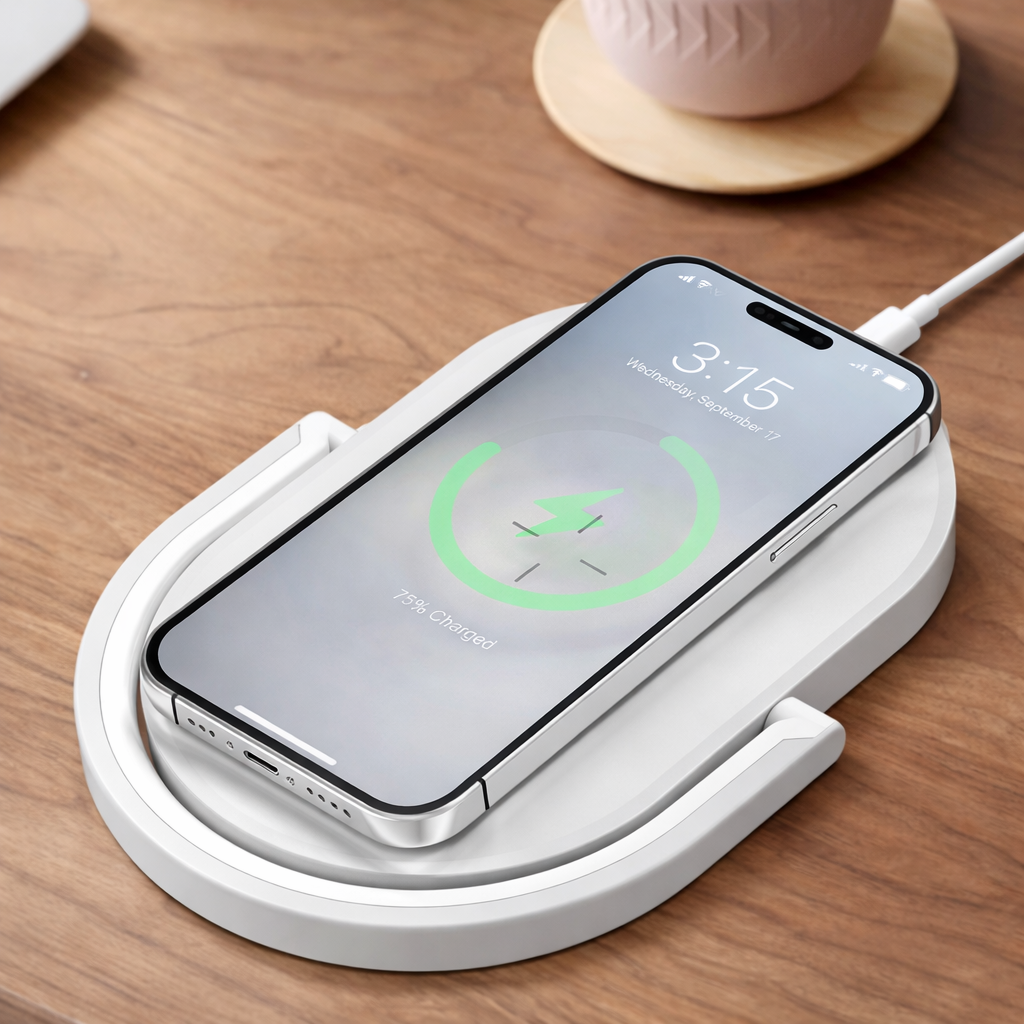 3-in-1 Draadloze Oplader met Nachtlamp & LED Leeslamp