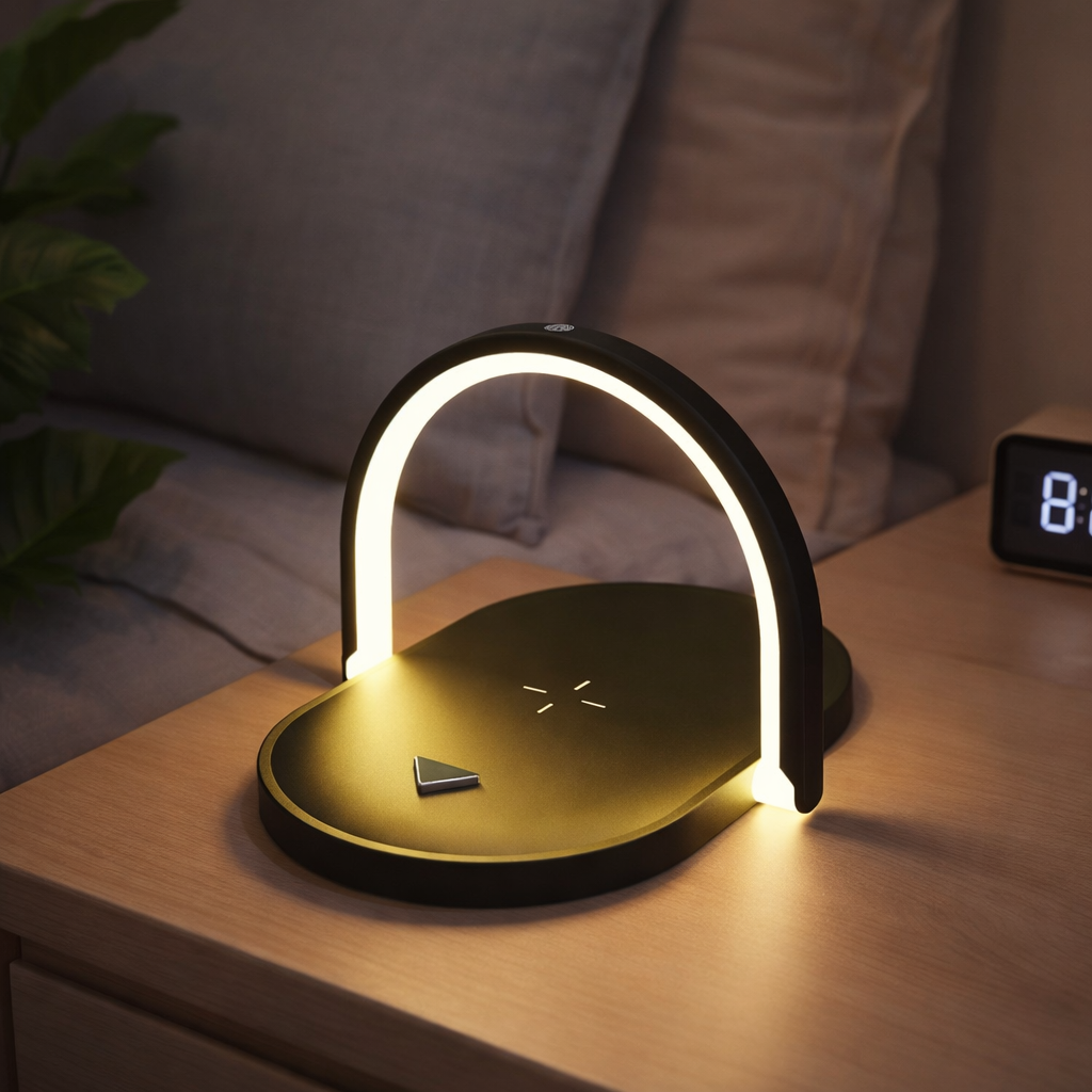 3-in-1 Draadloze Oplader met Nachtlamp & LED Leeslamp